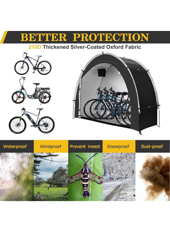 JOUDIYA Bike Storage Shed Tent, Bicycle Storage Cover for 2/3 Bikes, Waterproof Portable Bicycle Storage Sheds, Outdoor Sheds Shelter for Motorcycle, Garden Tools, Lawn Mower, 210 * 80 * 170Cm - Image 4